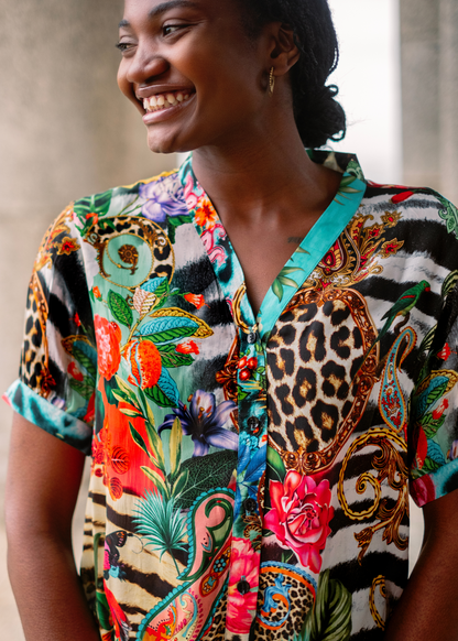 Maxine Dress, Tropical jungle - Knee length