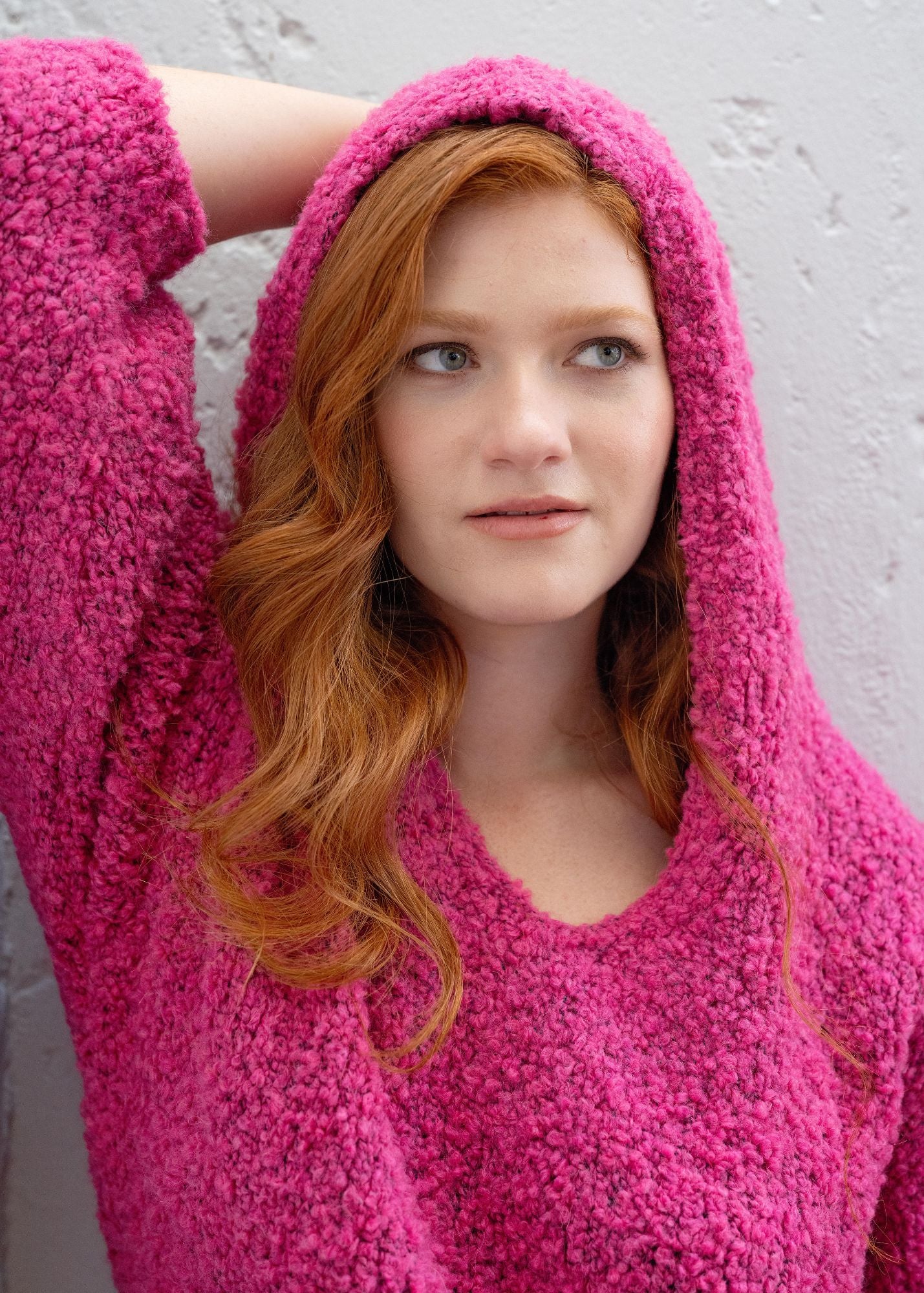 Chunky Knit with Hoodie Pink