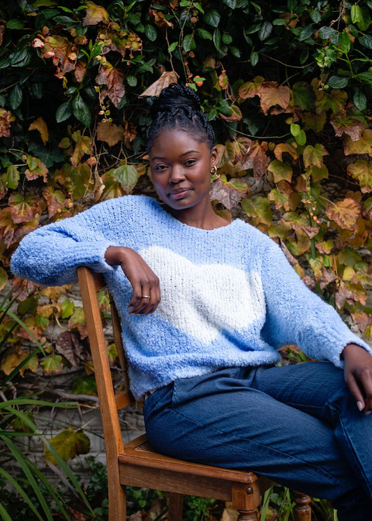 Sweetheart Chunky  Round Neck Knit in Blue