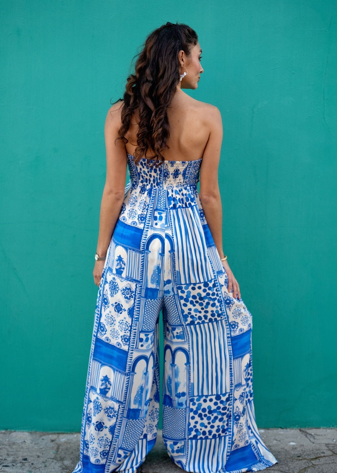Carmen Playsuit in Santorini Blue