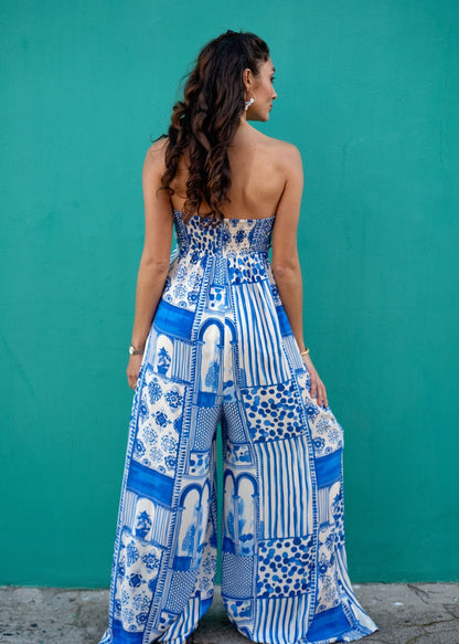 Carmen Playsuit in Santorini Blue