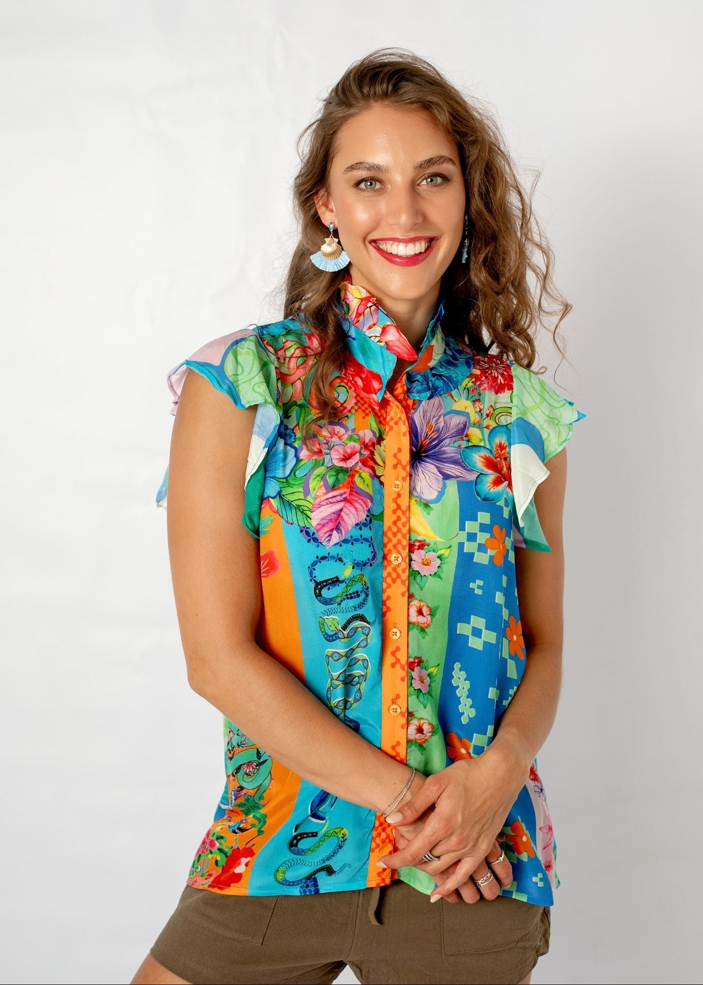 Paradise Blouse in Purple Hibiscus