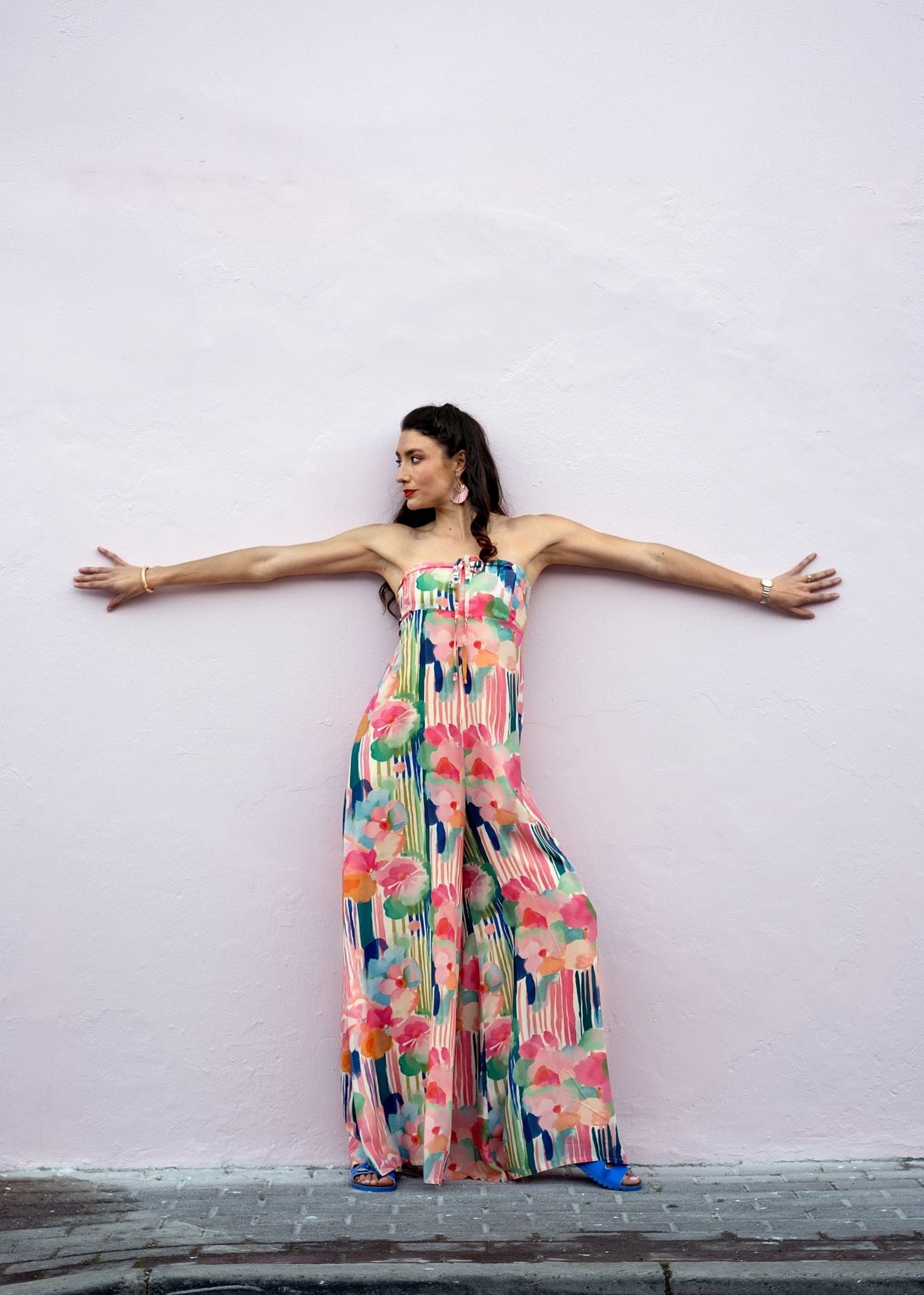 Carmen Playsuit in Abstract Pastel Watercolour