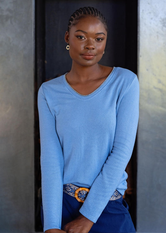 Capri Knit Top in Sky Blue