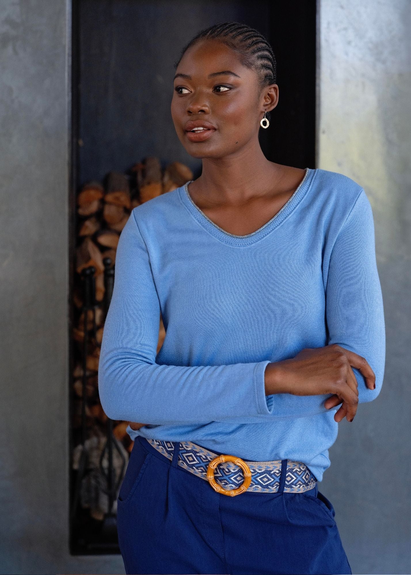 Capri Knit Top in Sky Blue