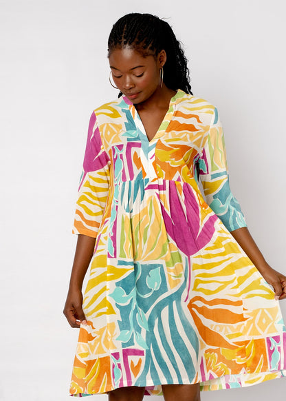 Lee-Ann pleated dress Short, Tropical Breeze