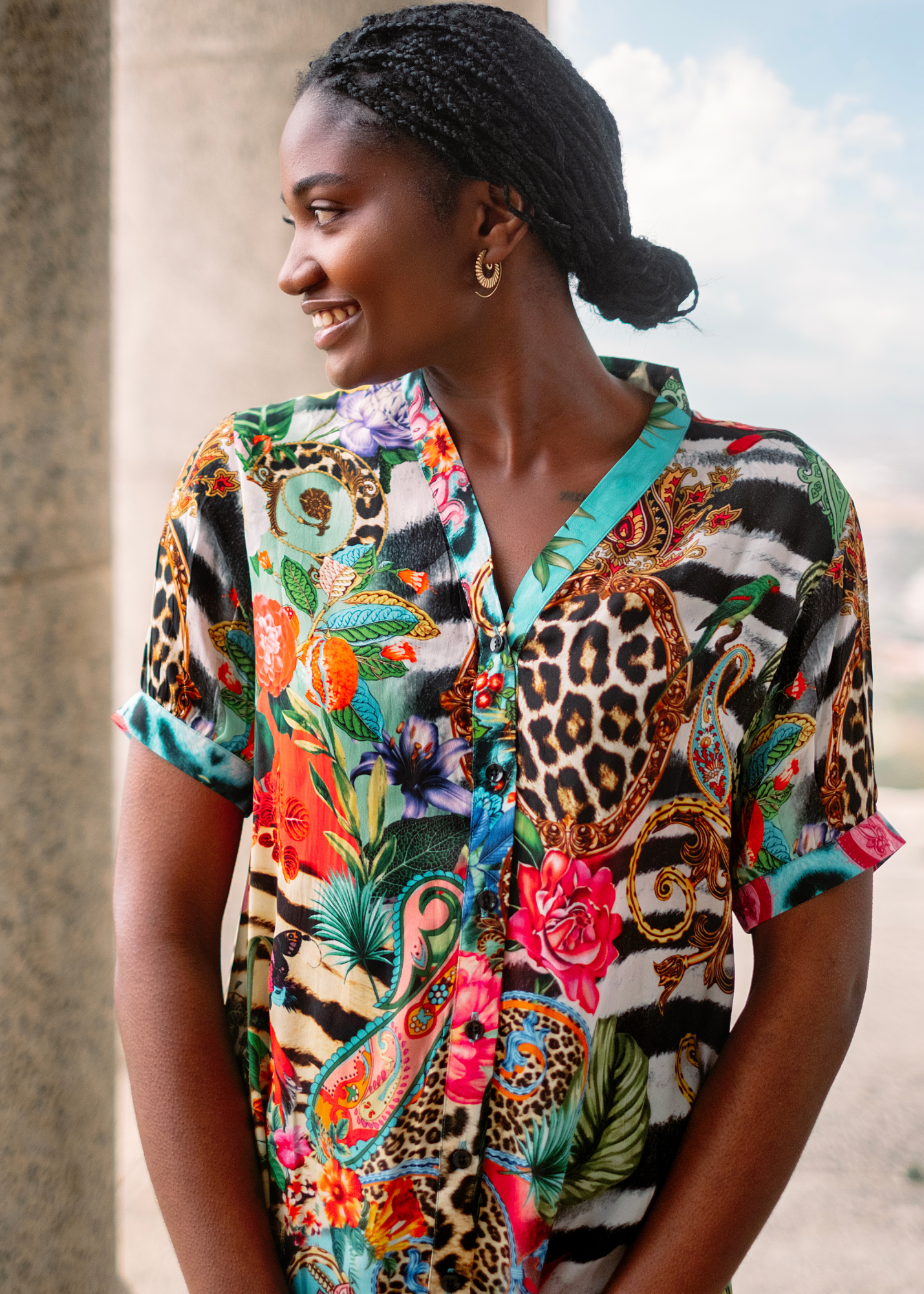 Maxine Dress, Tropical jungle - Knee length