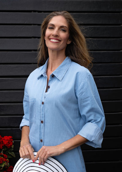 The Aurora Dress in Denim Blue