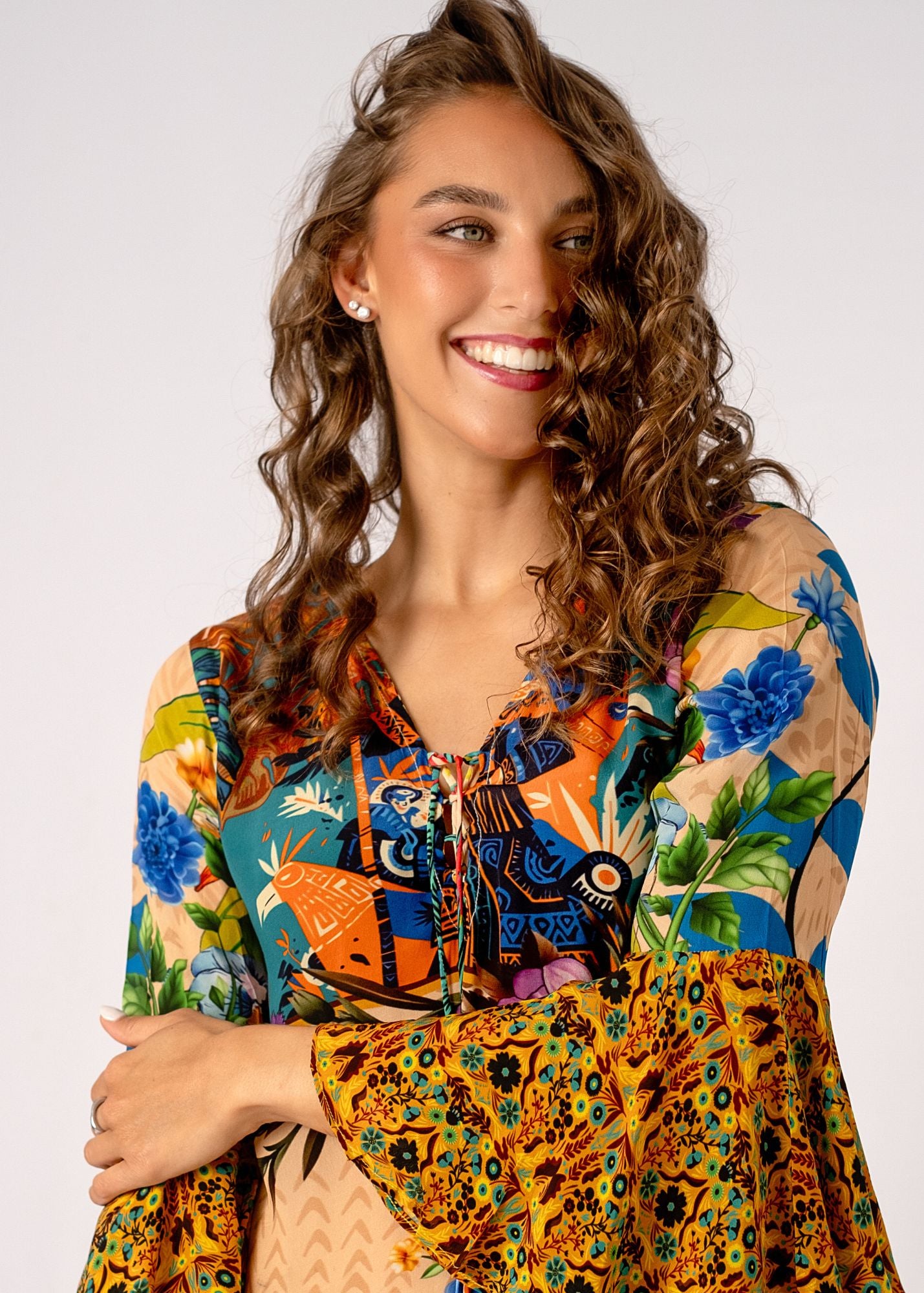 Angelica Dress in Forest Vine with Contrast Frill