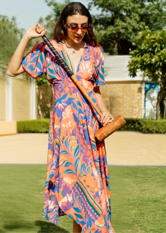 Savanna Dress in Sunset Botanica