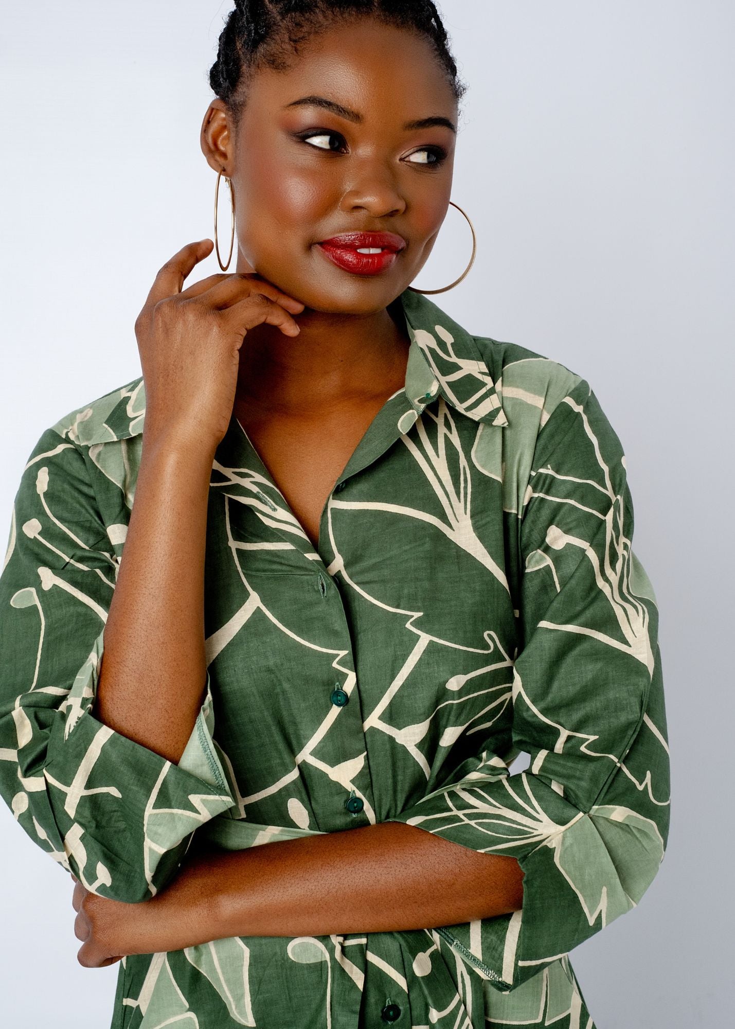 Laura Shirt Dress in Botanical Abstract