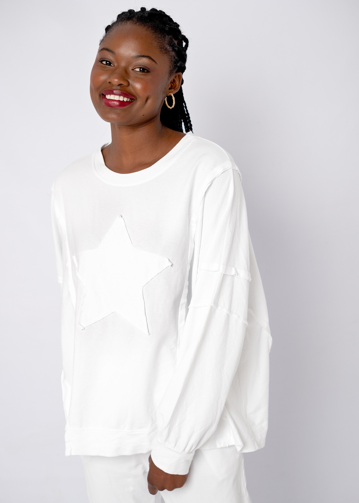 Ruffle-Sleeve track top in White