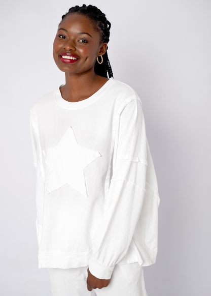 Ruffle-Sleeve track top in White