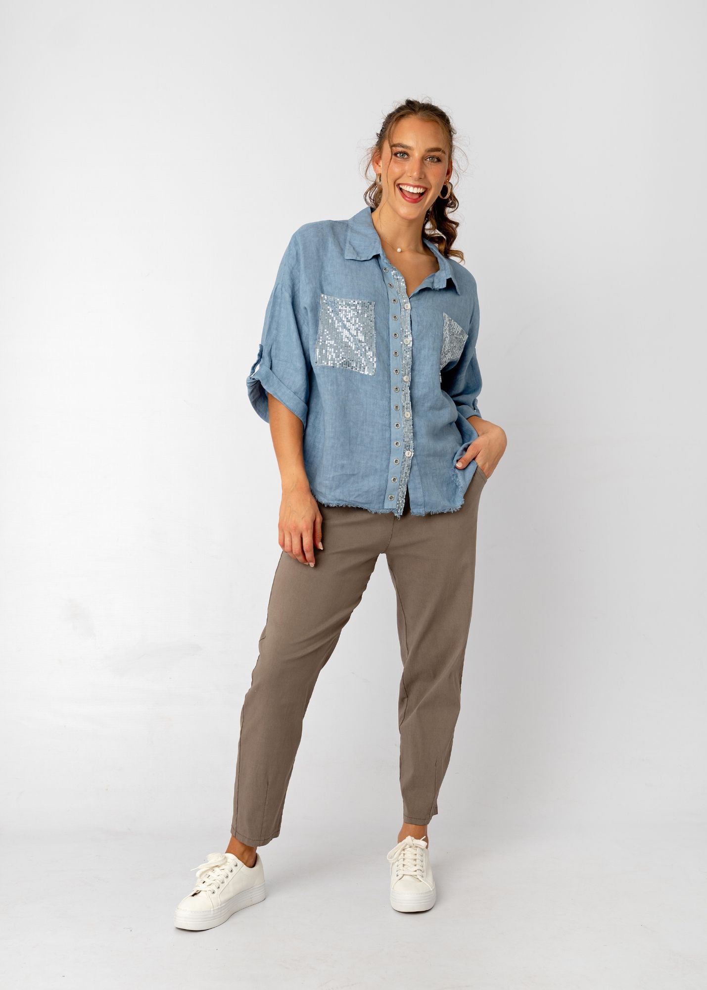 The Bling Blouse in Cowgirl Denim