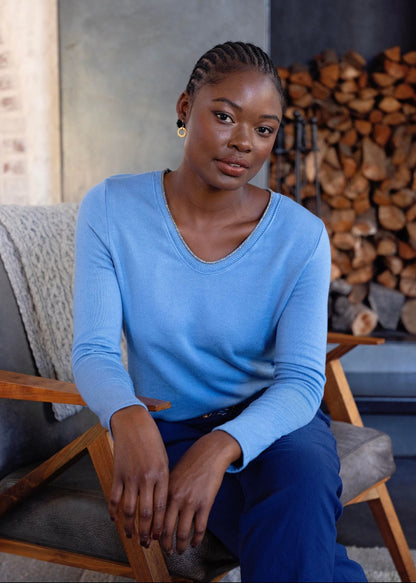 Capri Knit Top in Sky Blue