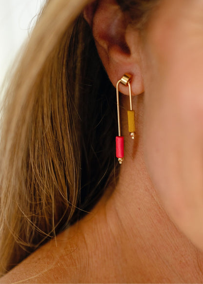 Aria Dress in Red Rainbow Stripes