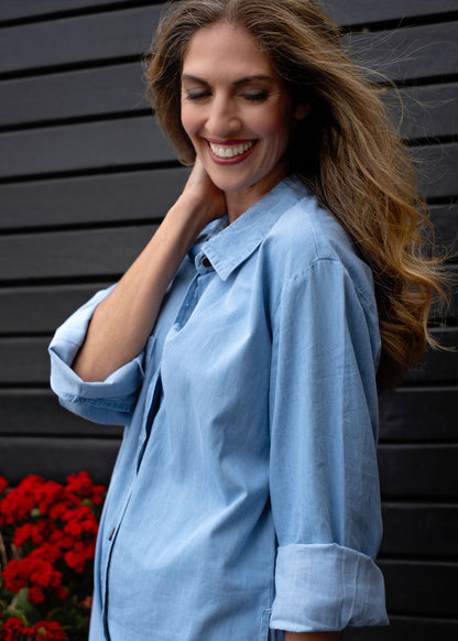 The Aurora Dress in Denim Blue