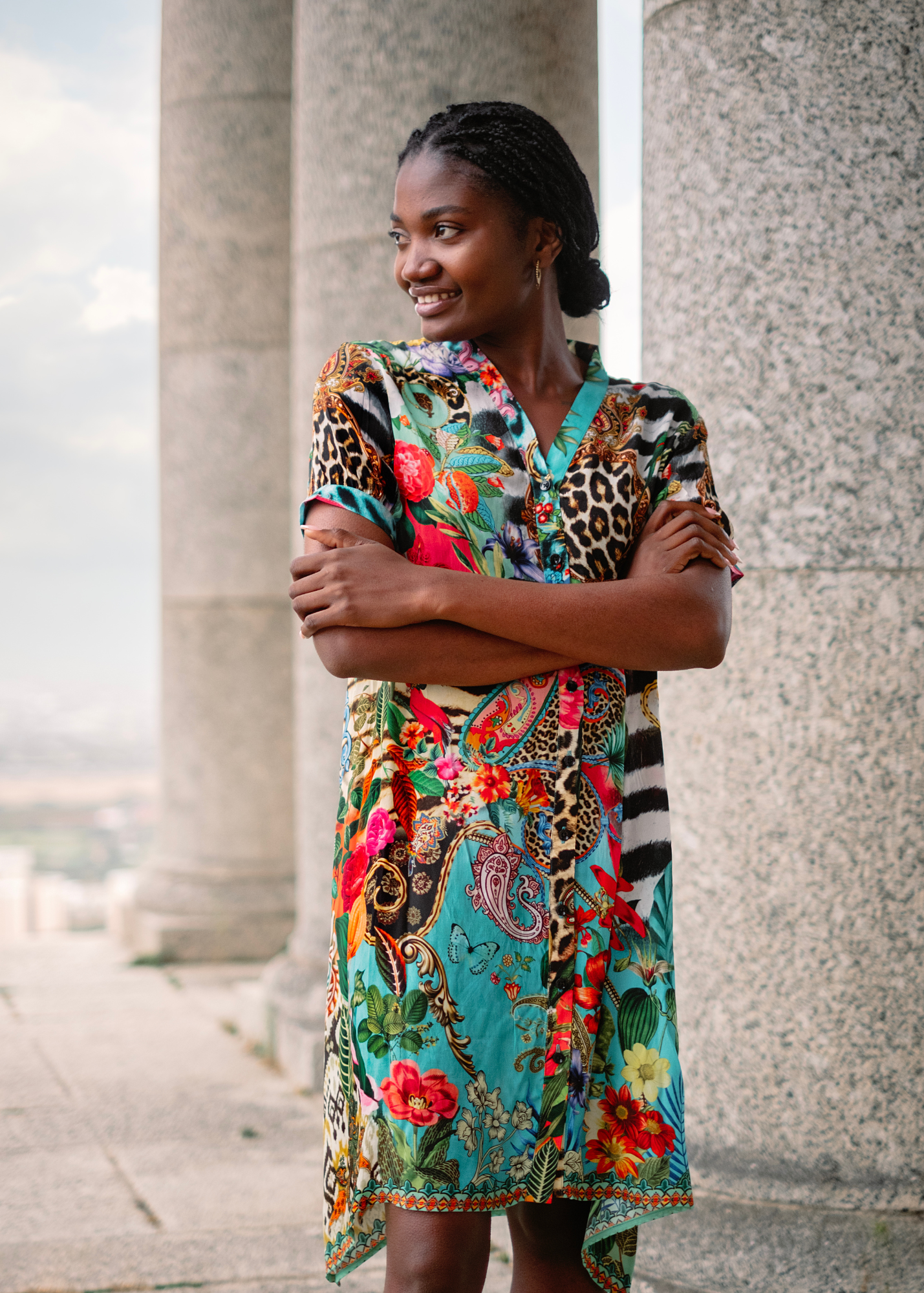 Maxine Dress, Tropical jungle - Knee length