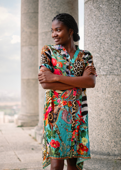 Maxine Dress, Tropical jungle - Knee length