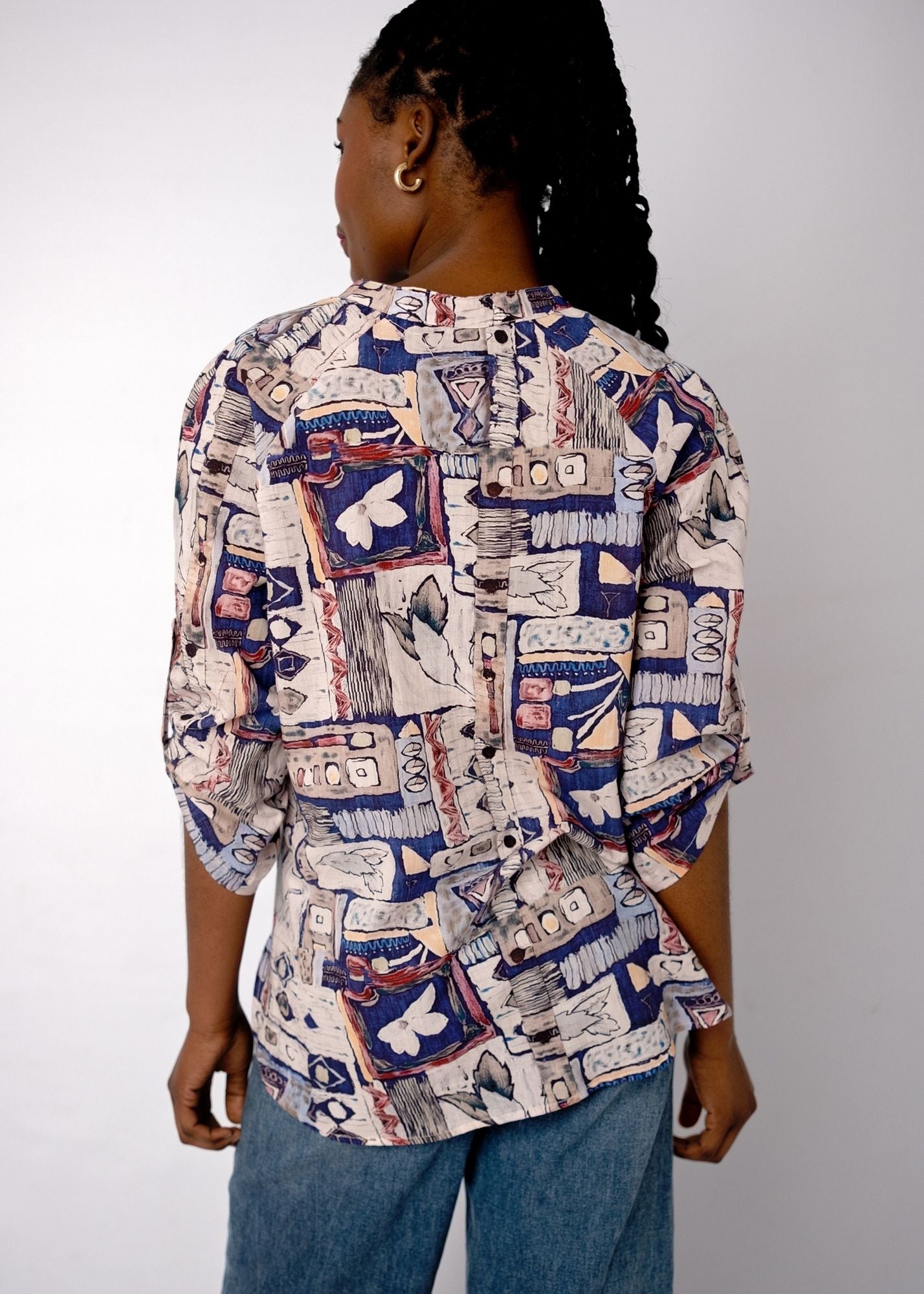 Lola Top in Blue Botanical