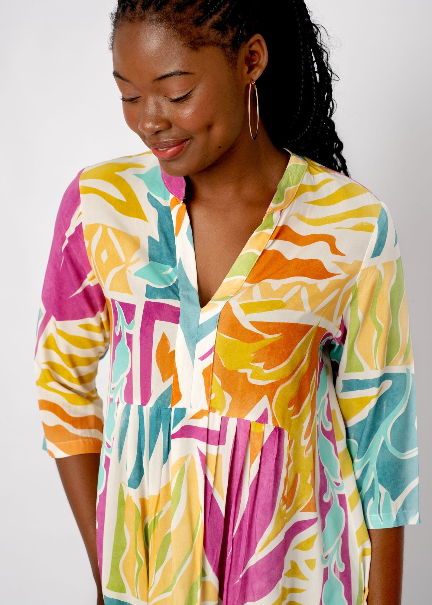 Lee-Ann pleated dress Short, Tropical Breeze