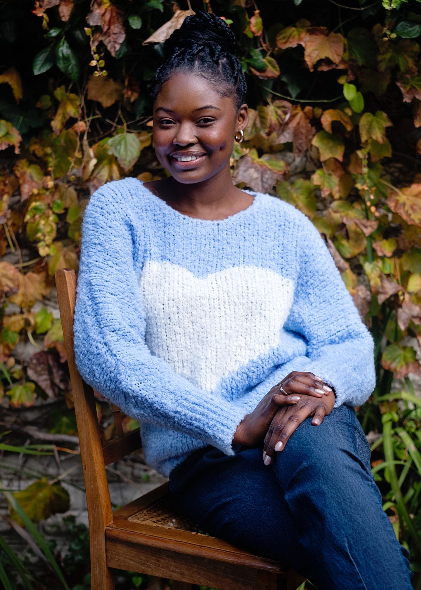 Sweetheart Chunky  Round Neck Knit in Blue