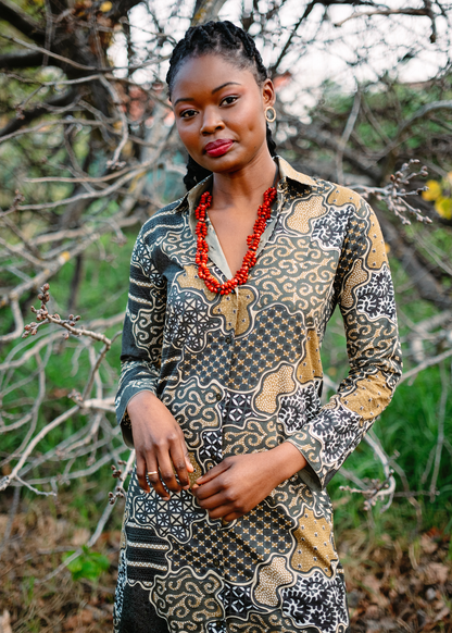 The Emma Shirt Dress in Terra Mosaic