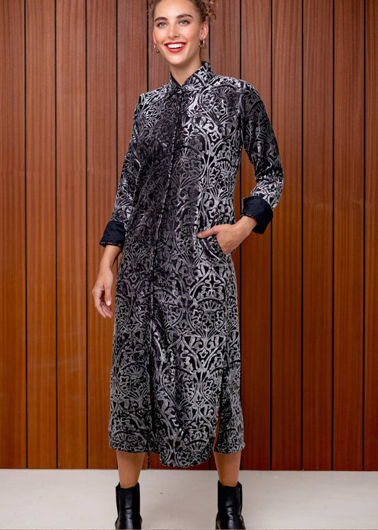 Emma dress in Bullet Grey Velvet