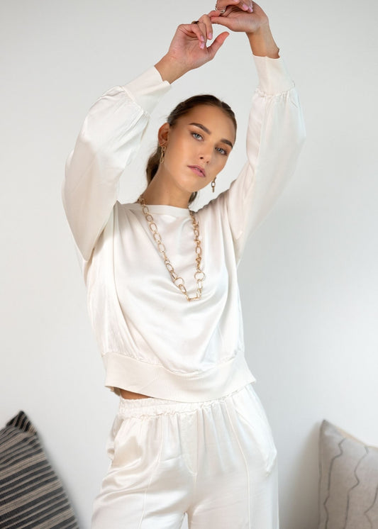 Lila Crew Top Long  Sleeve in Cream
