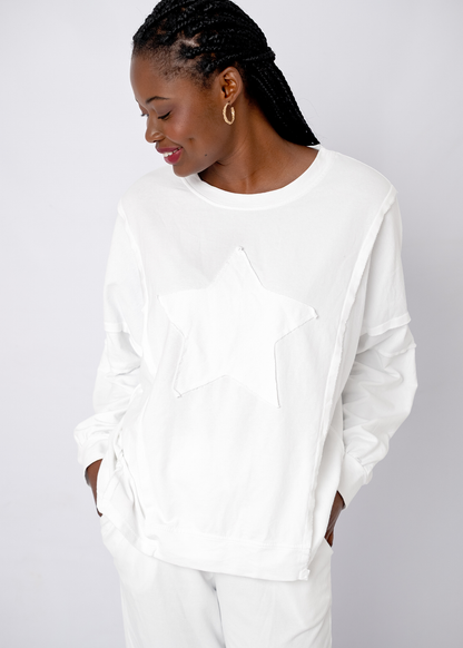 Ruffle-Sleeve track top in White