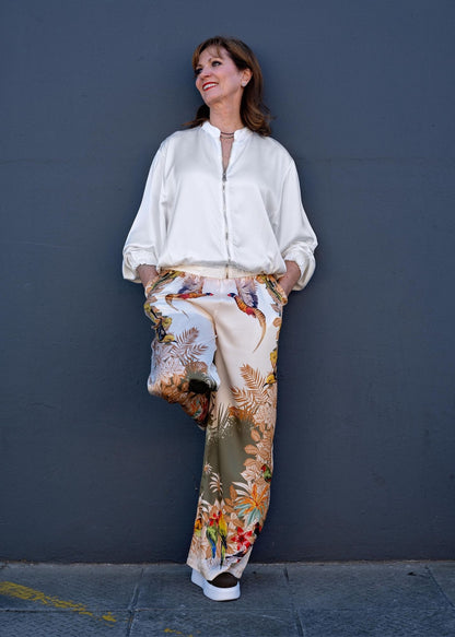 Lila Viscose Silk Blend Pants Green Paradise Road