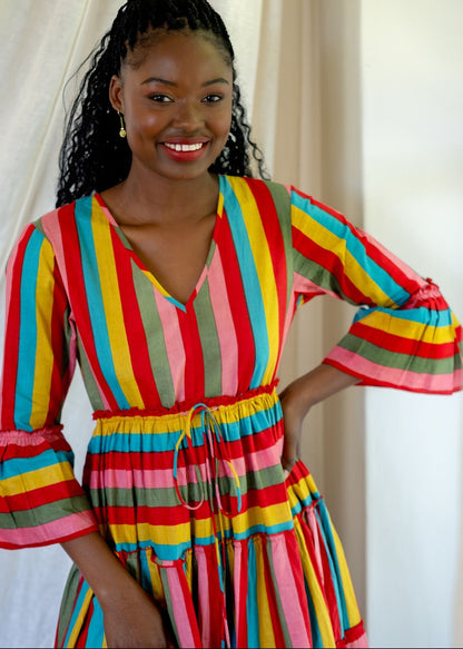 Amarena Dress in Red Candy Stripes