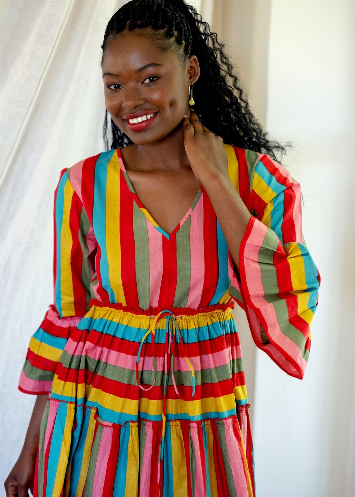 Amarena Dress in Red Candy Stripes