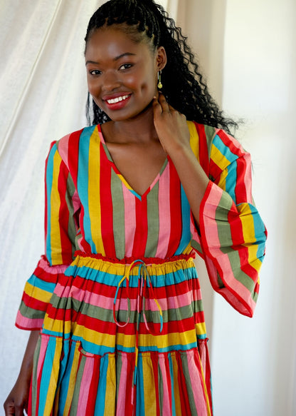 Amarena Dress in Red Candy Stripes