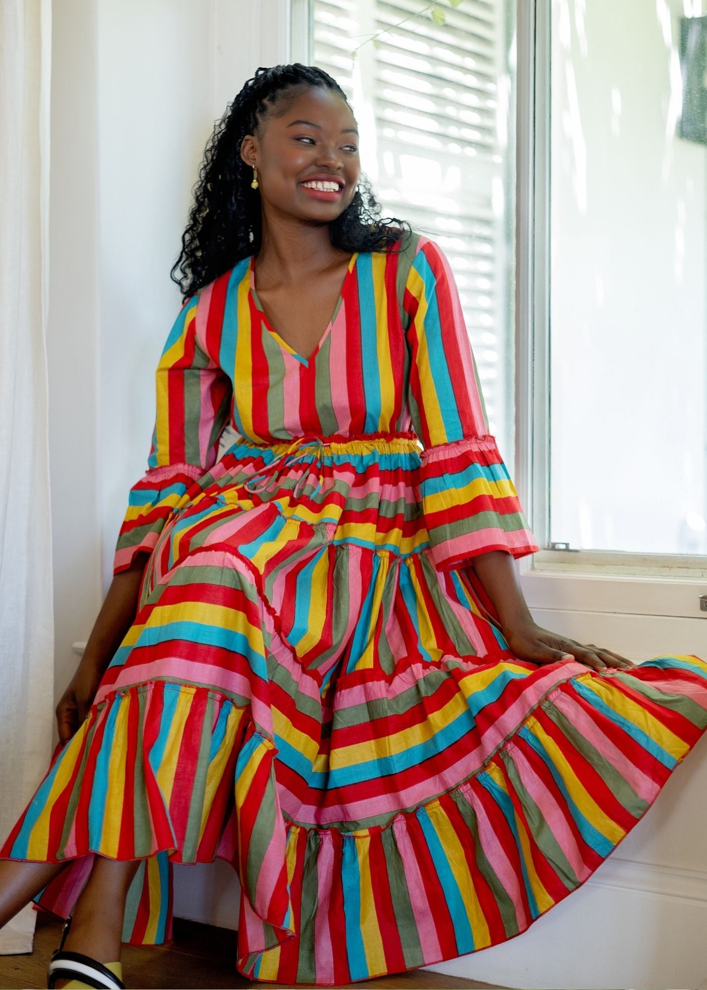 Amarena Dress in Red Candy Stripes