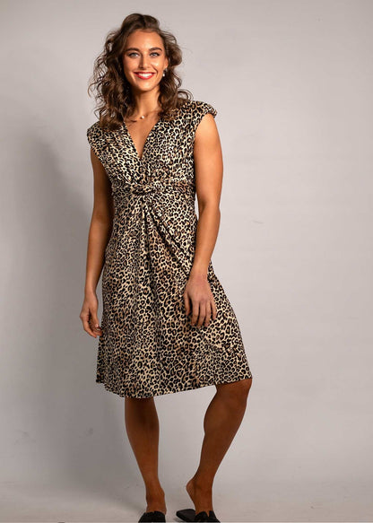 Paris knot dress, Sleeveless, Brown Savanna
