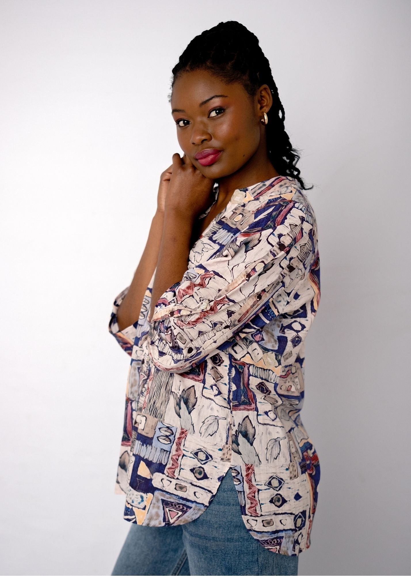 Lola Top in Blue Botanical
