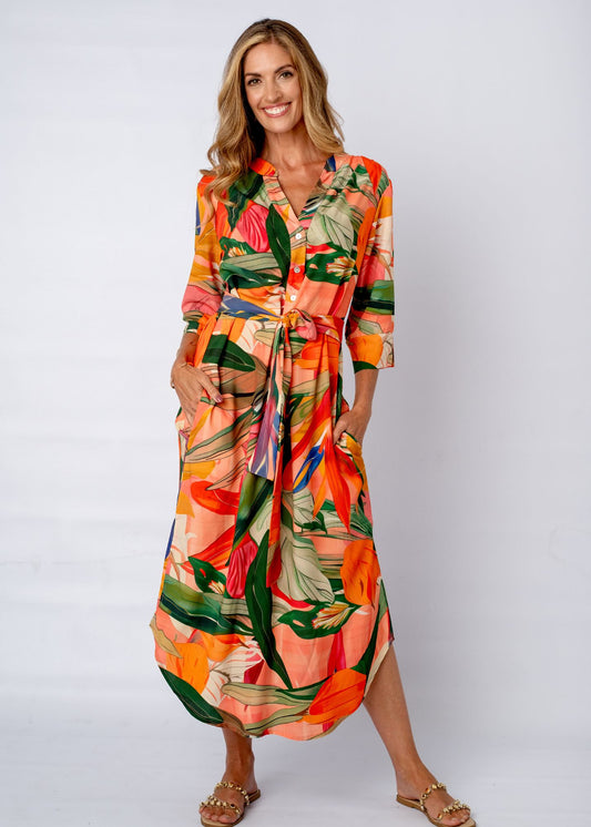 Fergie Cuffed Sleeve  Dress,  Forest Sunset