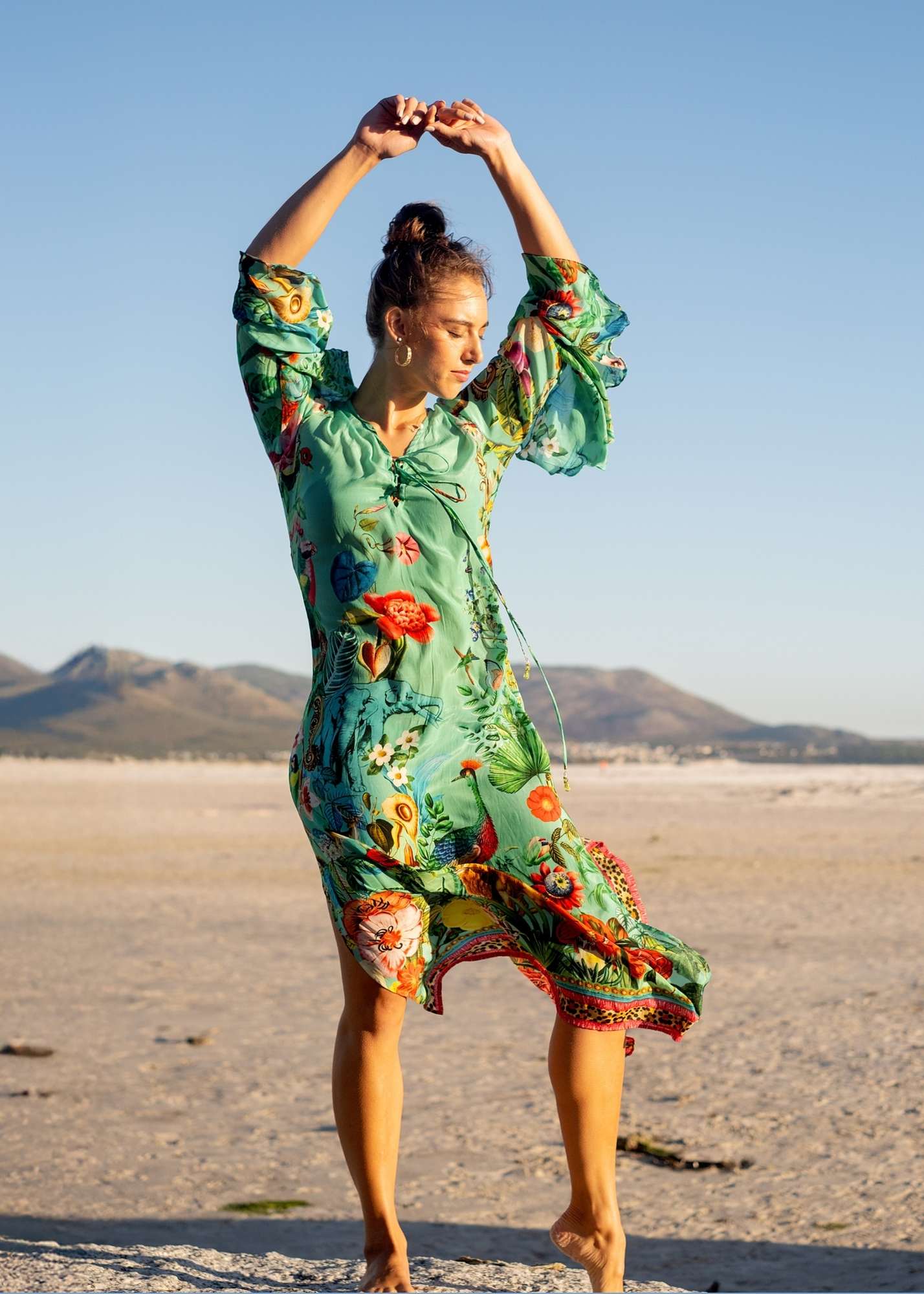 Angelica Dress in Seagreen Elephant