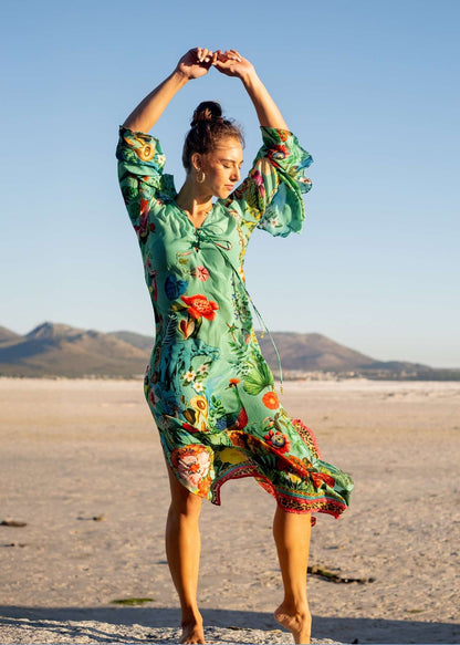 Angelica Dress in Seagreen Elephant