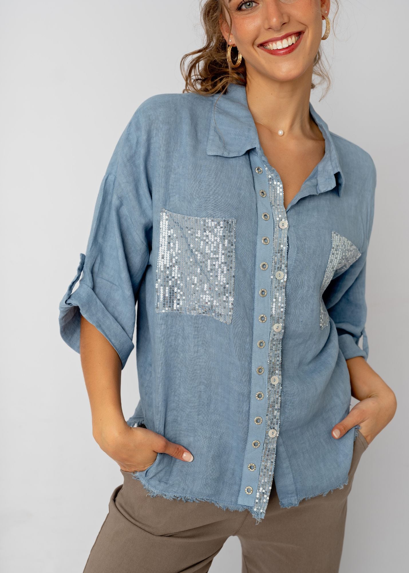 The Bling Blouse in Cowgirl Denim