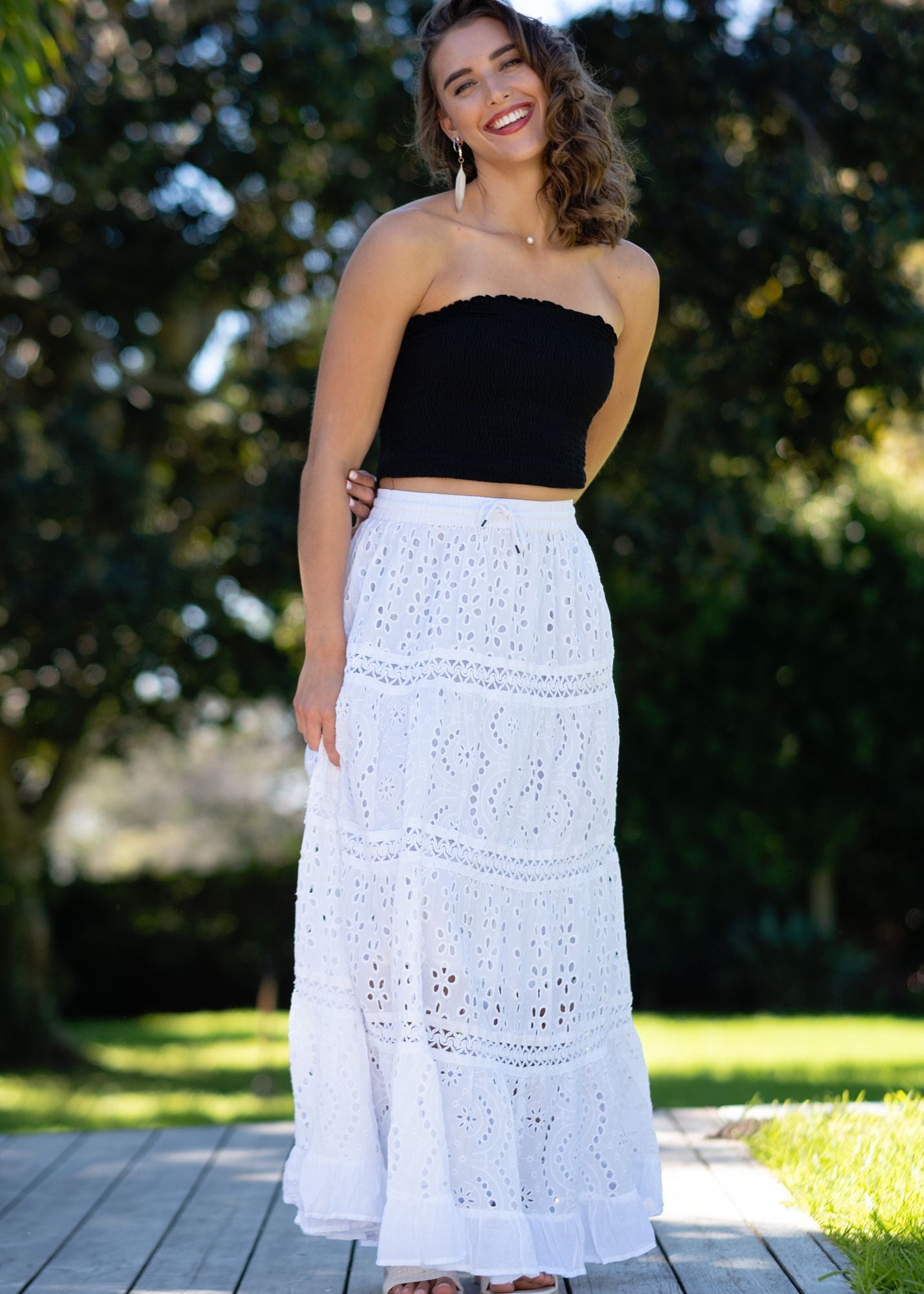 The Cordelia Skirt in Mist White