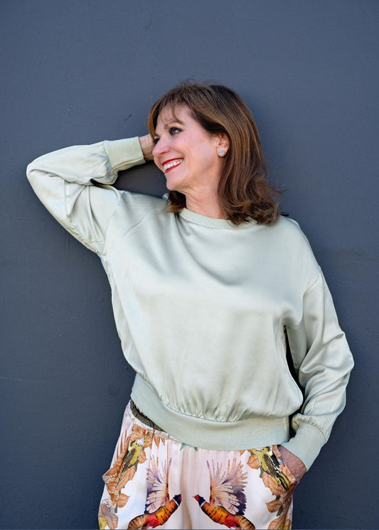 Lila Crew Top Long  Sleeve in Pistachio