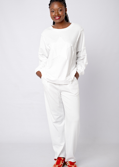 Relaxed-Fit Linen Drawstring Joggers in White