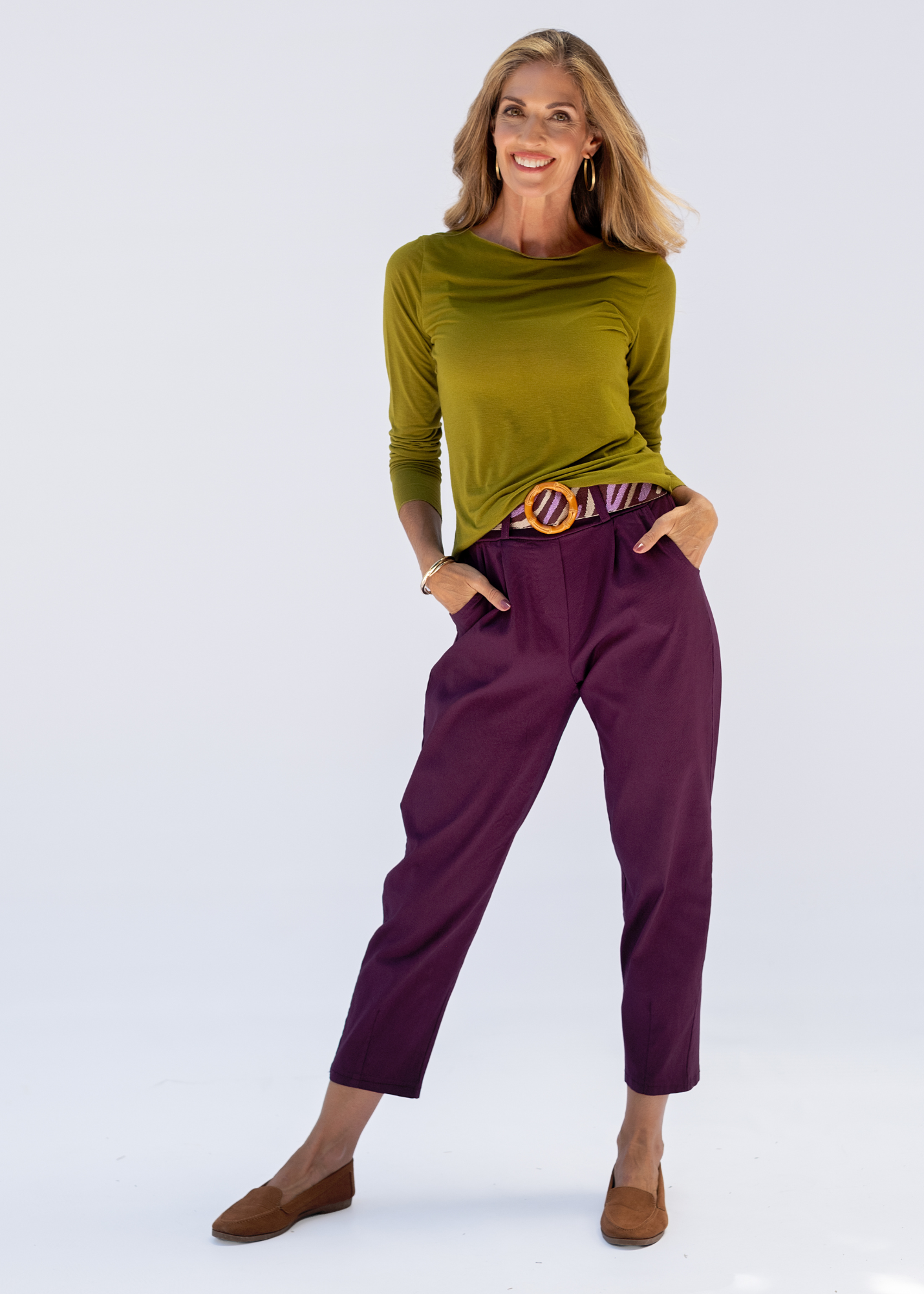 Venetian Cropped Pants in Maroon