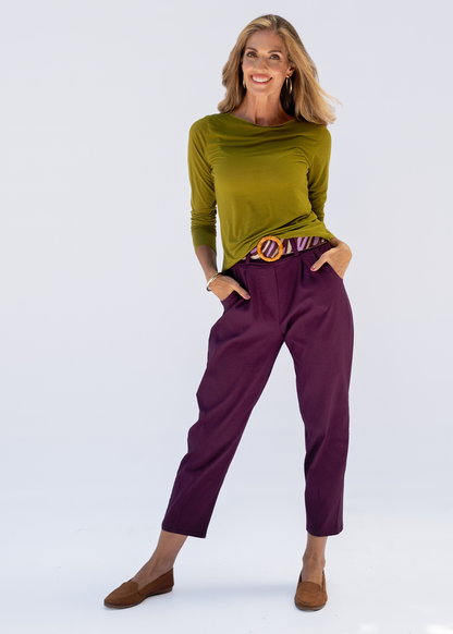 Venetian Cropped Pants in Maroon