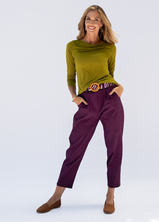 Venetian Cropped Pants in Maroon