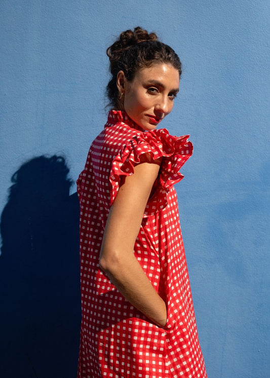 Alice Dress in Red and White Gingham