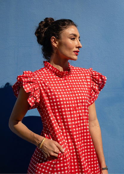Alice Dress in Red and White Gingham