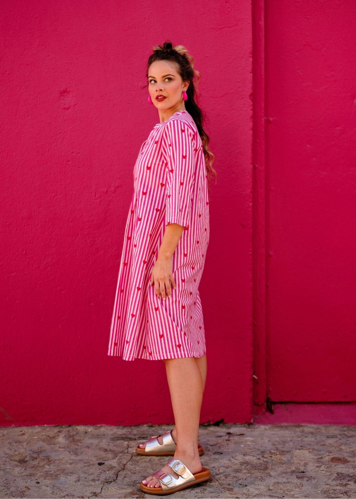 Lee-Ann Dress in Flamingo Hearts
